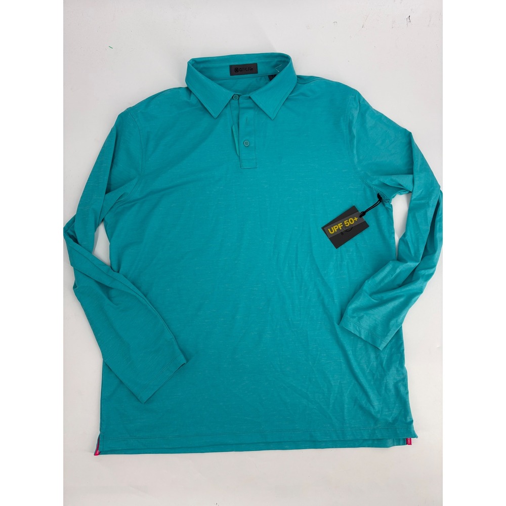 G/FORE Mens Long Sleeve Polo Shirt Teal UPF 50+ GMP000113 XL NEW